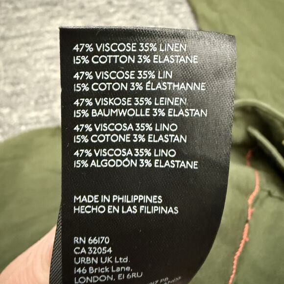 MaEve Anthropologie Colette Wide Leg Crop Pants Women 18 Plus Green Linen Blend - Picture 7 of 11